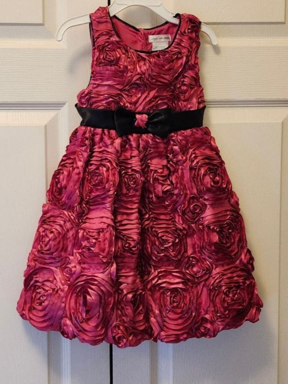 Girl Hot Pink Rosette Gidget Loves Milo Holiday Party Portrait Dress Size 4